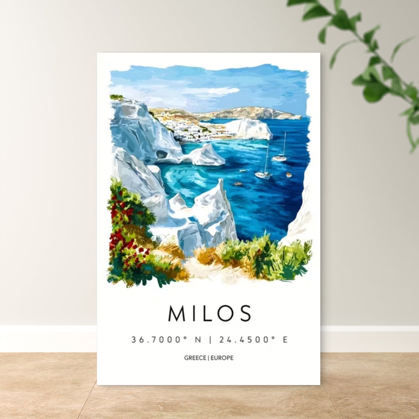 Milos Greece Coastal Landscape Travel Poster Print Wall Artb