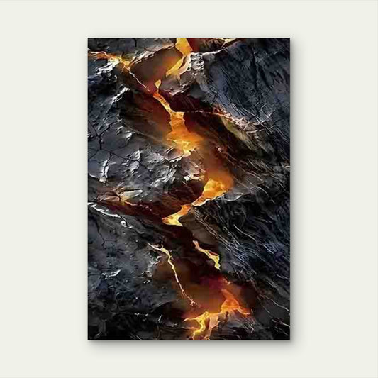 Fiery Lava Flowing Through Cracked Earth 60x90cm Metal Print Ready to Hang