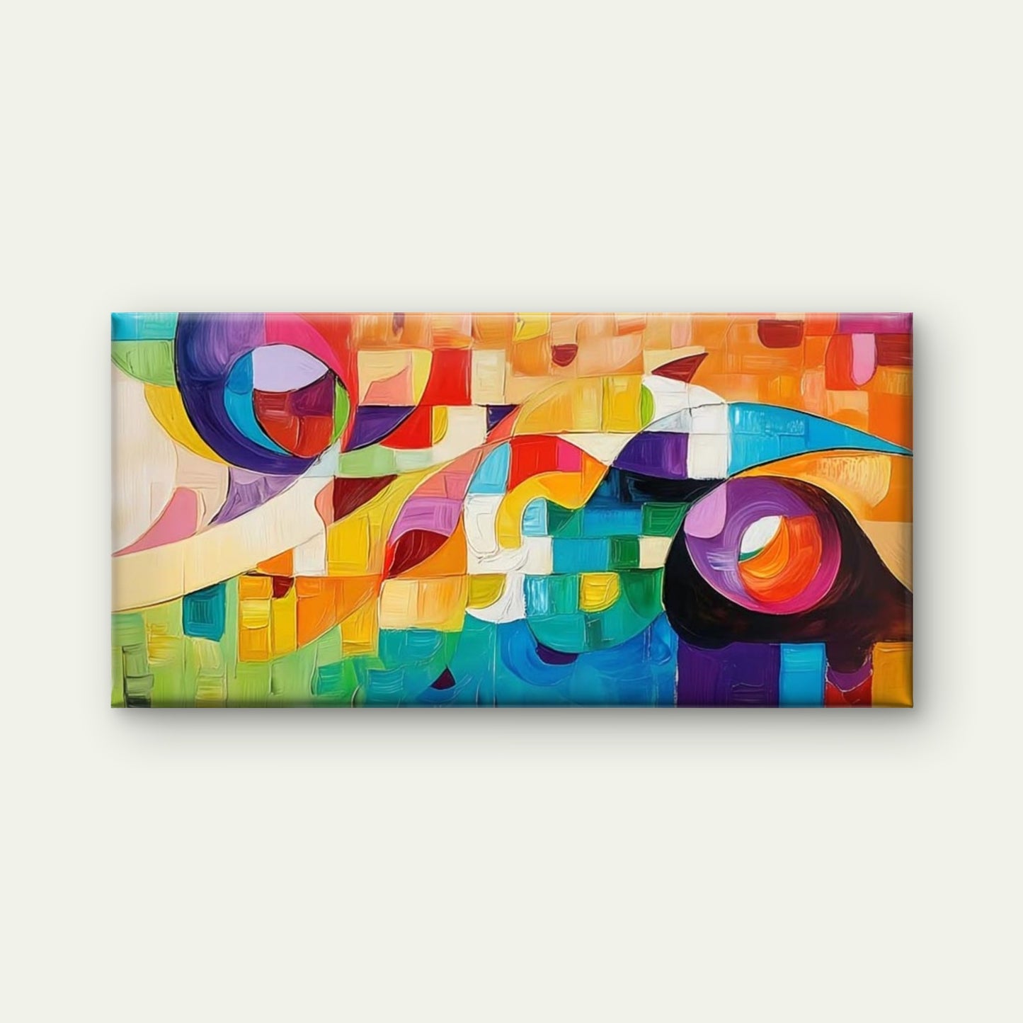 Colorful Abstract Forms Wall Art Canvas Office Home Room Framed 120x60cm - Bella Home Decor