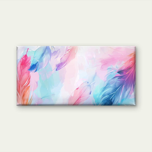 Pastel Absract Art Feather Wall Art Canvas Office Home Room Framed 120x60cm