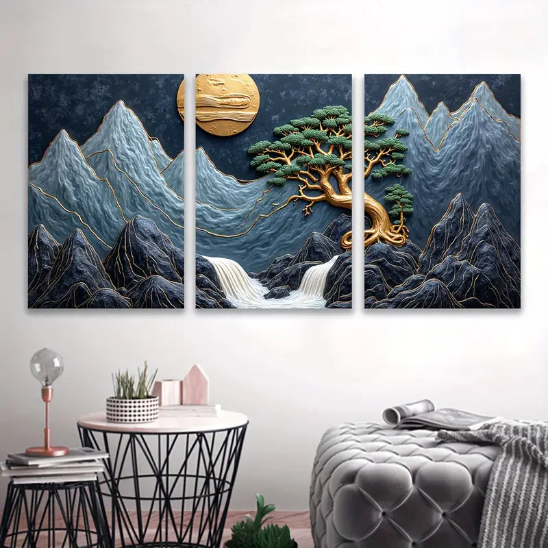 3pcs Bonsai Tree Zen Art Minimal Decor Wall Art Set Canvas Framed 40x60cm - High Quality Print 100% Australian Made Wall Canvas Ready to Hang - Bella Home Decor
