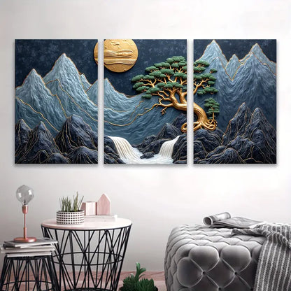 3pcs Bonsai Tree Zen Art Minimal Decor Wall Art Set Canvas Framed 60x90cm - High Quality Print 100% Australian Made Wall Canvas Ready to Hang - Bella Home Decor