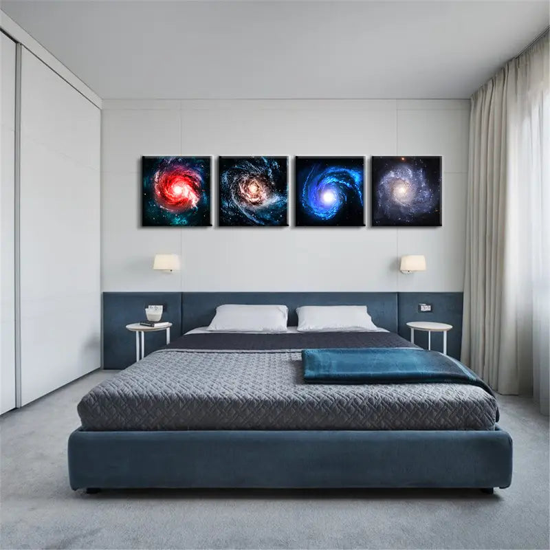 4pcs Galaxy Outer Space Painting Wall Art Canvas Framed