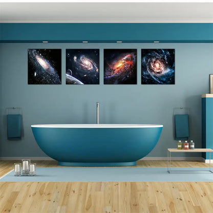 4pcs Galaxy Space Nebula Painting Wall Art Canvas Framed