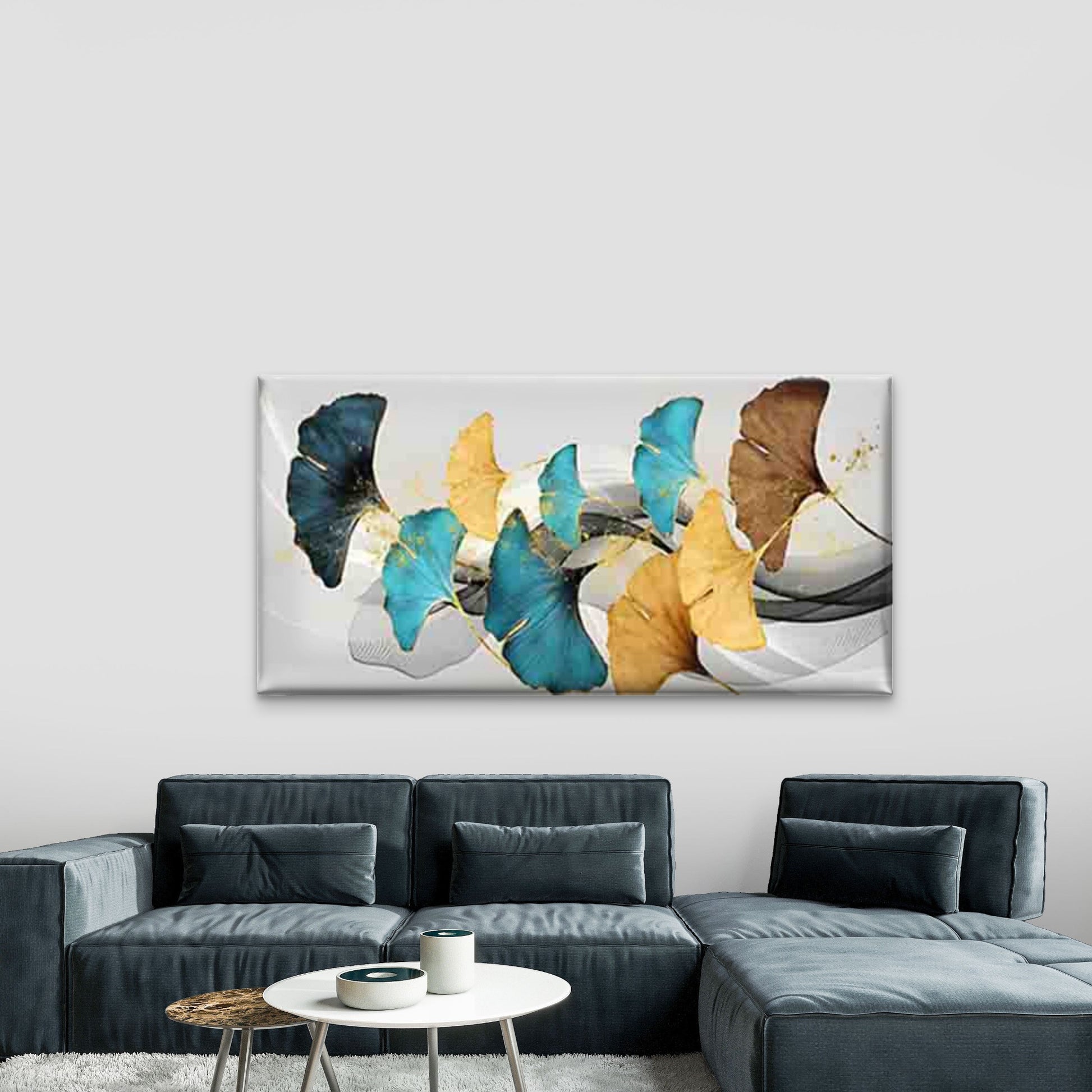 A Vibrant Ginkgo Leaf Pattern Wall Art Canvas Office Home Room Framed 120x60cm - Bella Home Decor