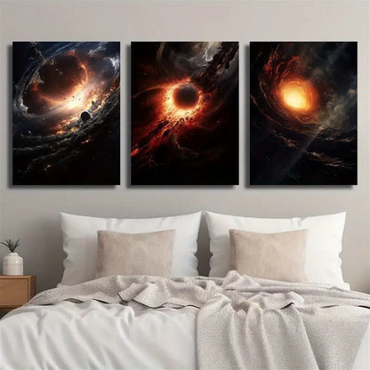 3pcs Galaxy Spiral Nebula Metal Print Ready to Hang Art - Bella Home Decor