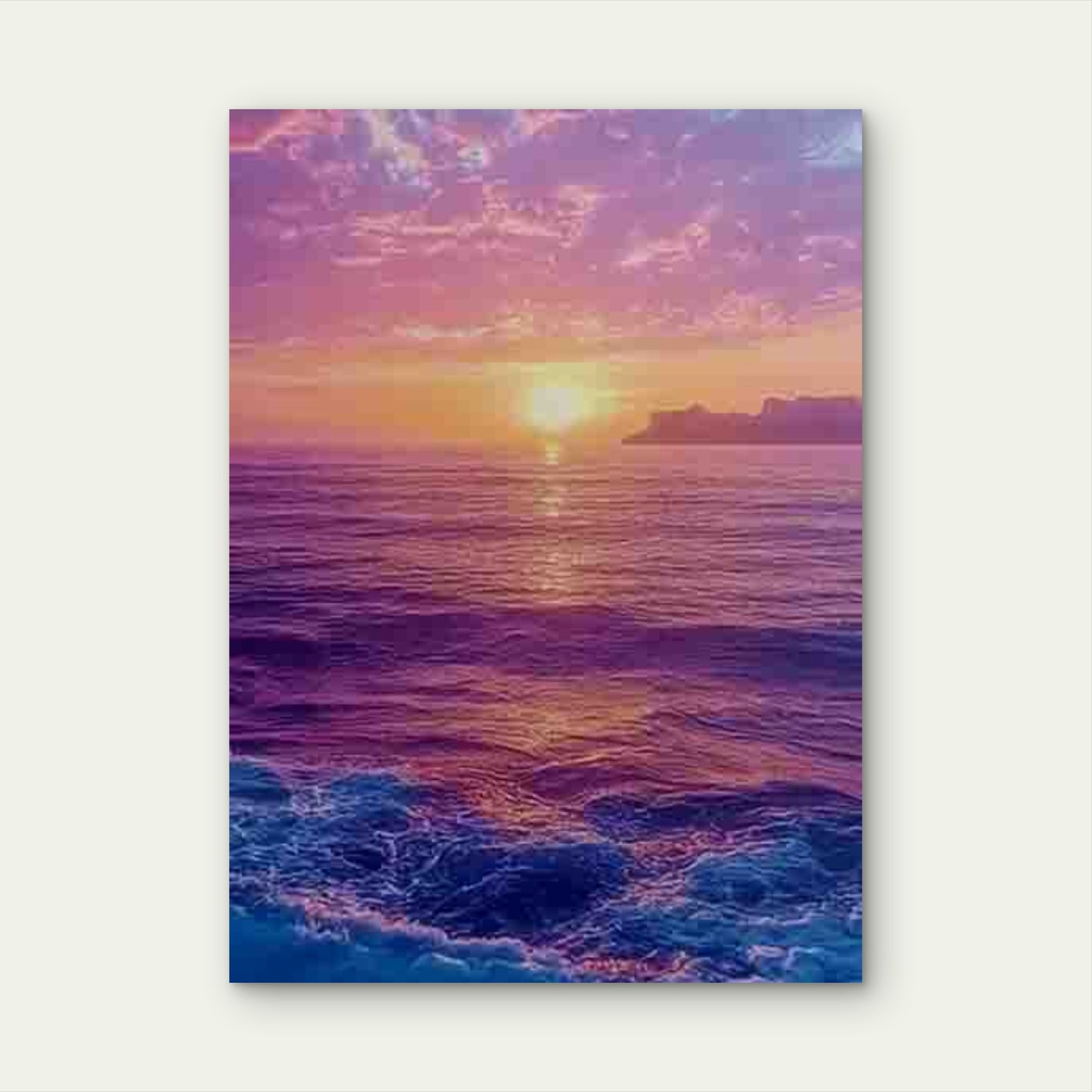 Purple Sunset Over Ocean with Island Metal Print Ready to Hang - Bella Home Decor