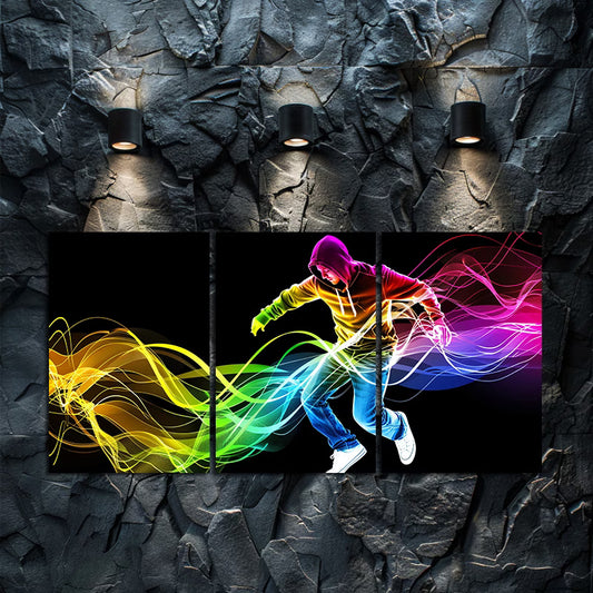 3pcs Dynamic Breakdancer Action Art Wall Art Set Canvas Framed 60x90cm - High Quality Print 100% Australian Made Wall Canvas Ready to Hang