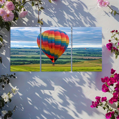 3pcs Colorful Hot Air Balloon Floating Wall Art Set Canvas Framed 50x70cm - High Quality Print 100% Australian Made Wall Canvas Ready to Hang - Bella Home Decor