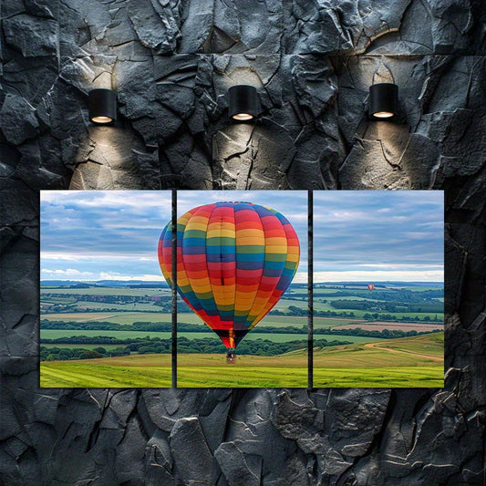 3pcs Colorful Hot Air Balloon Floating Wall Art Set Canvas Framed 60x90cm - High Quality Print 100% Australian Made Wall Canvas Ready to Hang