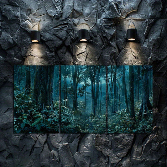 3pcs Dense Forest at Night with Tall Trees Wall Art Set Canvas Framed 50x70cm - High Quality Print 100% Australian Made Wall Canvas Ready to Hang