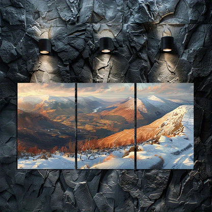 3pcs Snow-covered Tops and Rocks on Br Cooghan Wall Art Set Canvas Framed 40x60cm - High Quality Print 100% Australian Made Wall Canvas Ready to Hang