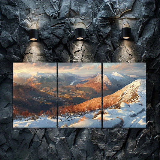 3pcs Snow-covered Tops and Rocks on Br Cooghan Wall Art Set Canvas Framed 60x90cm - High Quality Print 100% Australian Made Wall Canvas Ready to Hang