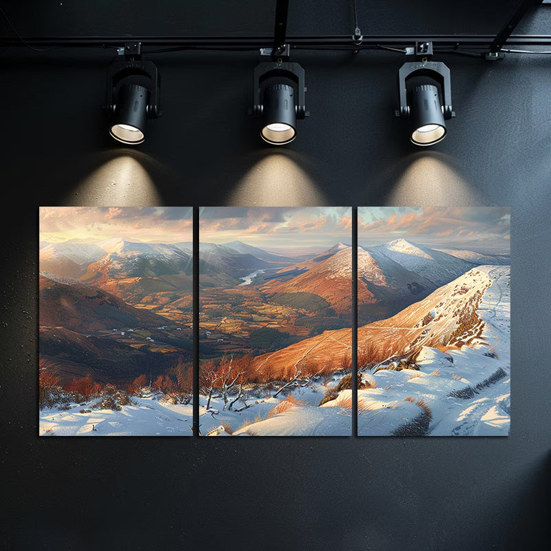 3pcs Snow-covered Tops and Rocks on Br Cooghan Wall Art Set Canvas Framed 40x60cm - High Quality Print 100% Australian Made Wall Canvas Ready to Hang