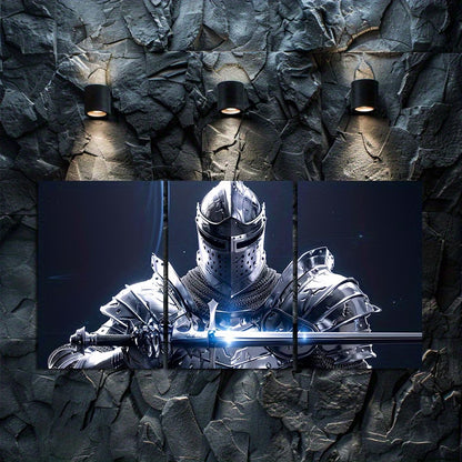 3pcs Fantasy Knight in Full Armor Wall Art Set Canvas Framed 40x60cm - High Quality Print 100% Australian Made Wall Canvas Ready to Hang