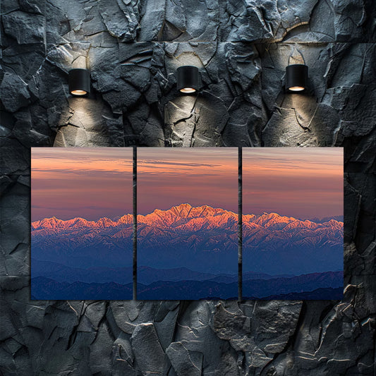 3pcs Majestic Snow-Capped Himalayas & Mountains Wall Art Set Canvas Framed 50x70cm - High Quality Print 100% Australian Made Wall Canvas Ready to Hang