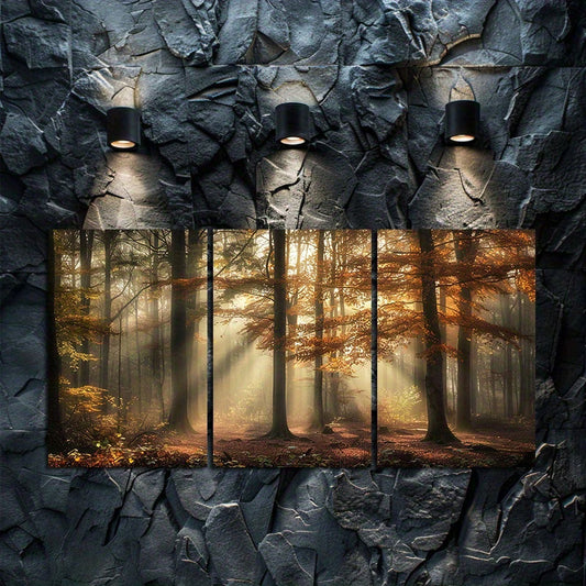 3pcs Misty Forest & Changing Leaves Wall Art Set Canvas Framed 60x90cm - High Quality Print 100% Australian Made Wall Canvas Ready to Hang