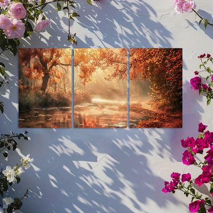 3pcs Mystical Autumn Landscape Wall Art Set Canvas Framed 60x90cm - High Quality Print 100% Australian Made Wall Canvas Ready to Hang