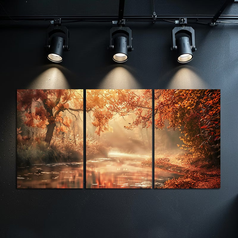 3pcs Mystical Autumn Landscape Wall Art Set Canvas Framed 60x90cm - High Quality Print 100% Australian Made Wall Canvas Ready to Hang