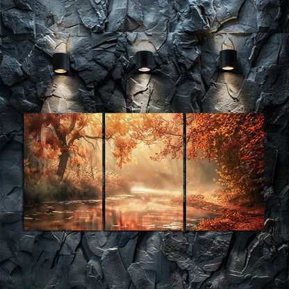 3pcs Mystical Autumn Landscape Wall Art Set Canvas Framed 60x90cm - High Quality Print 100% Australian Made Wall Canvas Ready to Hang