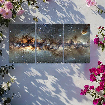 3pcs Panoramic Milky Way Galaxy Space Wall Art Set Canvas Framed 40x60cm - High Quality Print 100% Australian Made Wall Canvas Ready to Hang