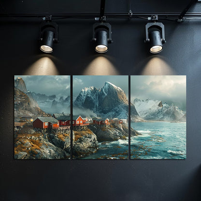 3pcs Photograph of The Lofoten Islands in Norway Wall Art Set Canvas Framed 40x60cm - High Quality Print 100% Australian Made Wall Canvas Ready to Hang