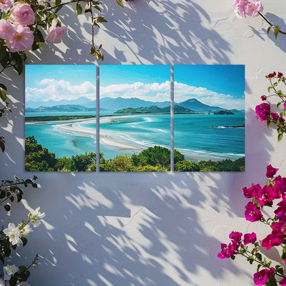 3pcs New Zealand Island Beach Scene Wall Art Set Canvas Framed 60x90cm - High Quality Print 100% Australian Made Wall Canvas Ready to Hang
