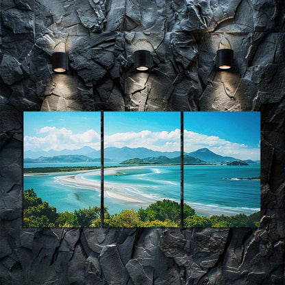 3pcs New Zealand Island Beach Scene Wall Art Set Canvas Framed 60x90cm - High Quality Print 100% Australian Made Wall Canvas Ready to Hang