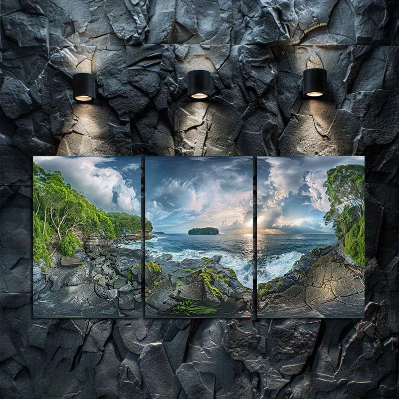 3pcs Photograph of French Bay in Sydney Wall Art Set Canvas Framed 50x70cm - High Quality Print 100% Australian Made Wall Canvas Ready to Hang