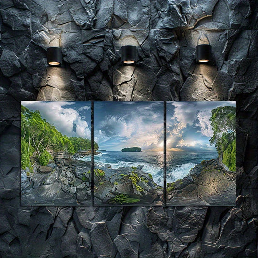 3pcs Photograph of French Bay in Sydney Wall Art Set Canvas Framed 50x70cm - High Quality Print 100% Australian Made Wall Canvas Ready to Hang