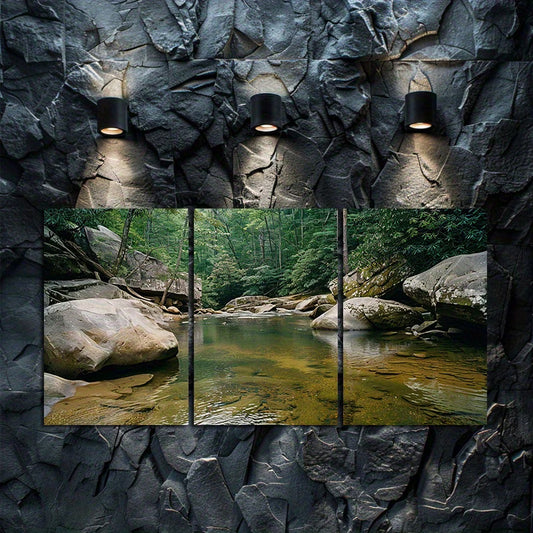 3pcs Creek at F Tone Hollow State Park Wall Art Set Canvas Framed 50x70cm - High Quality Print 100% Australian Made Wall Canvas Ready to Hang