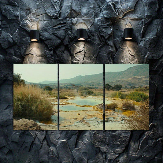 3pcs Eritrea Danakil Depression Nature Photo Wall Art Set Canvas Framed 40x60cm - High Quality Print 100% Australian Made Wall Canvas Ready to Hang