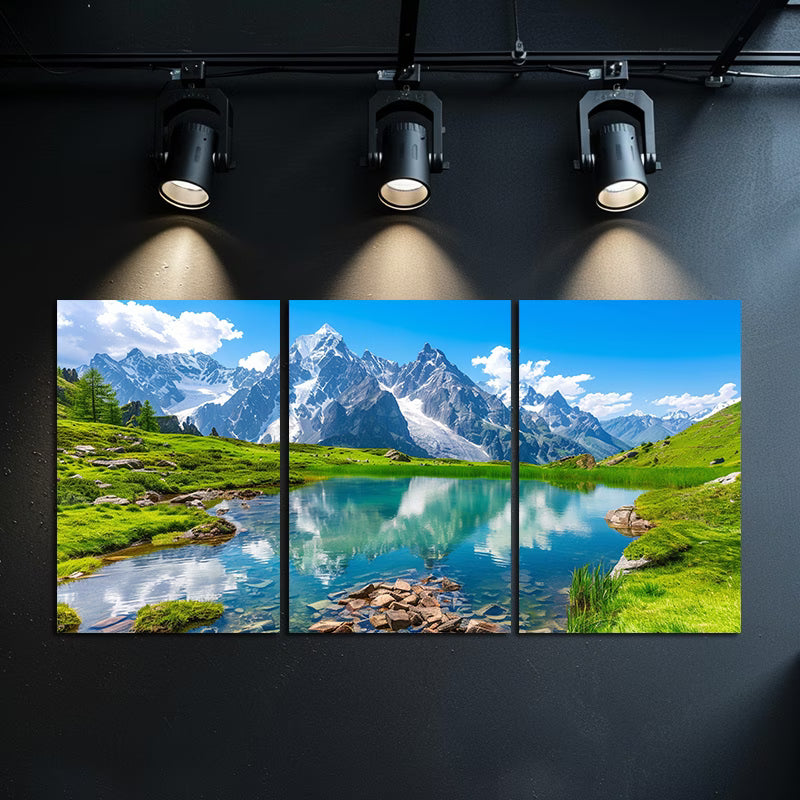 3pcs Mountain Lake Alpine Landscape Wall Art Set Canvas Framed 60x90cm - High Quality Print 100% Australian Made Wall Canvas Ready to Hang