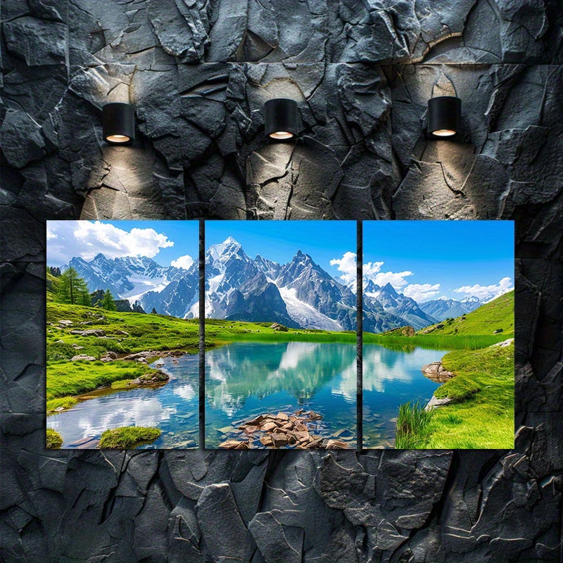 3pcs Mountain Lake Alpine Landscape Wall Art Set Canvas Framed 40x60cm - High Quality Print 100% Australian Made Wall Canvas Ready to Hang