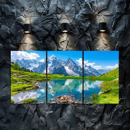 3pcs Mountain Lake Alpine Landscape Wall Art Set Canvas Framed 40x60cm - High Quality Print 100% Australian Made Wall Canvas Ready to Hang