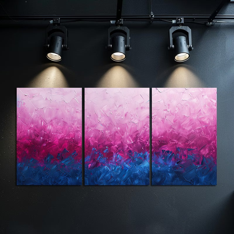 3pcs Pink and Blue Gradient Background Wall Art Set Canvas Framed 50x70cm - High Quality Print 100% Australian Made Wall Canvas Ready to Hang