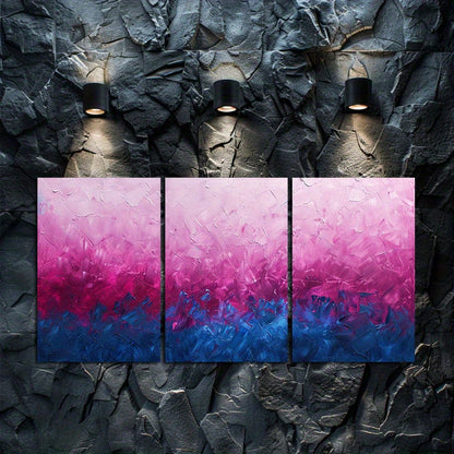 3pcs Pink and Blue Gradient Background Wall Art Set Canvas Framed 40x60cm - High Quality Print 100% Australian Made Wall Canvas Ready to Hang