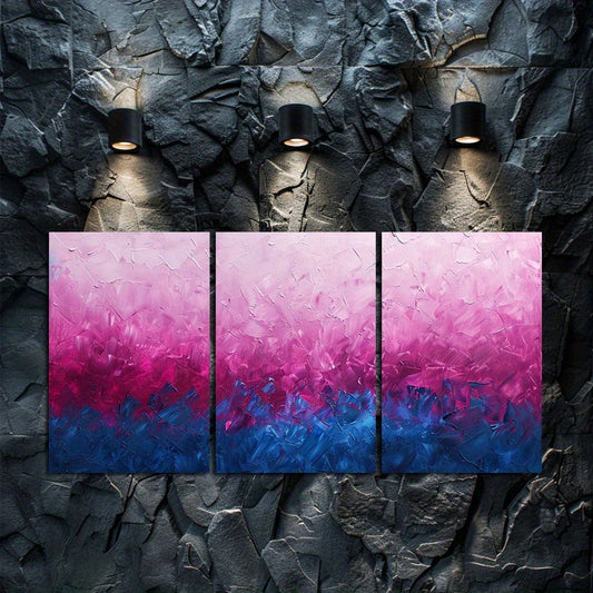 3pcs Pink and Blue Gradient Background Wall Art Set Canvas Framed 60x90cm - High Quality Print 100% Australian Made Wall Canvas Ready to Hang