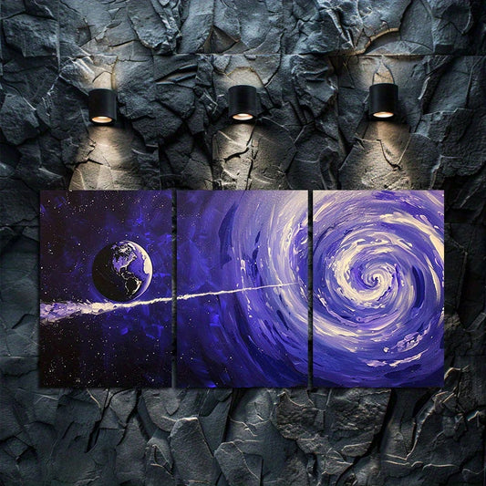 3pcs Cosmic Astronomical Abstract Space Design Wall Art Set Canvas Framed 50x70cm - High Quality Print 100% Australian Made Wall Canvas Ready to Hang