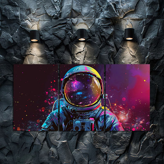 3pcs Psychedelic Space Explorer Wall Art Set Canvas Framed 60x90cm - High Quality Print 100% Australian Made Wall Canvas Ready to Hang