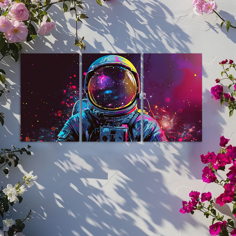 3pcs Psychedelic Space Explorer Wall Art Set Canvas Framed 40x60cm - High Quality Print 100% Australian Made Wall Canvas Ready to Hang
