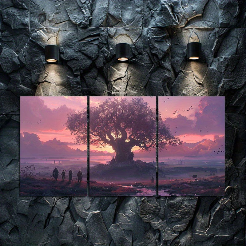 3pcs Witcher-Inspired Fantasy Landscape Wall Art Set Canvas Framed 60x90cm - High Quality Print 100% Australian Made Wall Canvas Ready to Hang