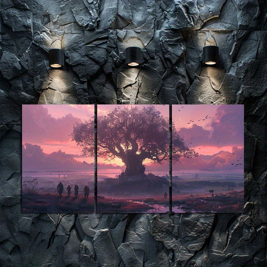 3pcs Witcher-Inspired Fantasy Landscape Wall Art Set Canvas Framed 60x90cm - High Quality Print 100% Australian Made Wall Canvas Ready to Hang