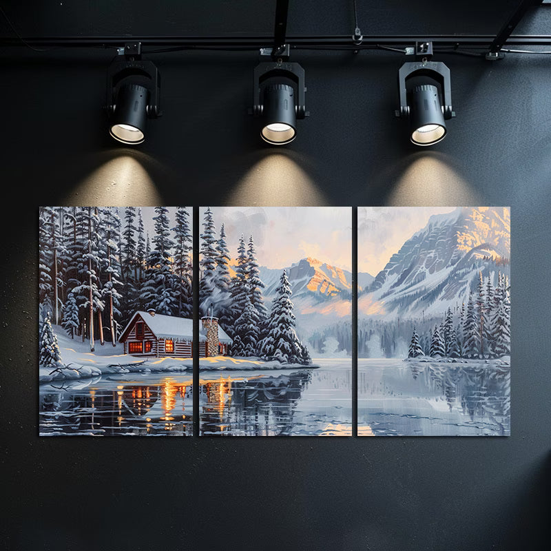 3pcs Scenic Lake Louise Winter Landscape Wall Art Set Canvas Framed 60x90cm - High Quality Print 100% Australian Made Wall Canvas Ready to Hang