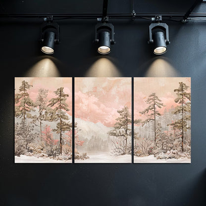 3pcs Snow-Covered Pine Forest Wall Art Set Canvas Framed 40x60cm - High Quality Print 100% Australian Made Wall Canvas Ready to Hang