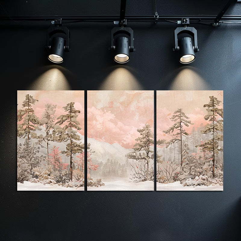 3pcs Snow-Covered Pine Forest Wall Art Set Canvas Framed 50x70cm - High Quality Print 100% Australian Made Wall Canvas Ready to Hang