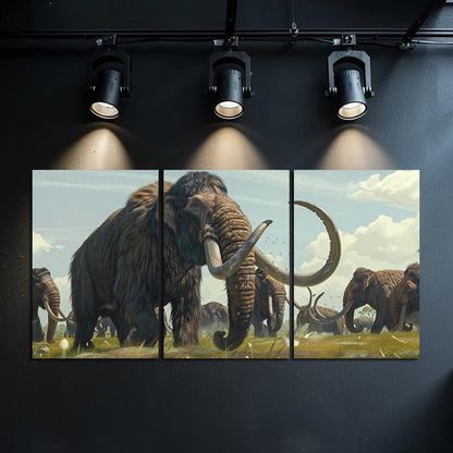 3pcs Mammoth Migration Wall Art Set Canvas Framed 40x60cm - High Quality Print 100% Australian Made Wall Canvas Ready to Hang