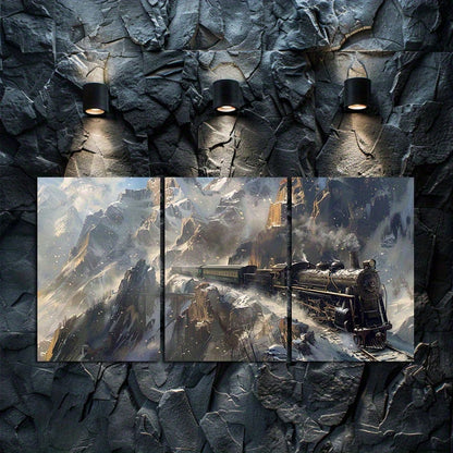 3pcs Steam Train with Black and Green Colors Wall Art Set Canvas Framed 50x70cm - High Quality Print 100% Australian Made Wall Canvas Ready to Hang