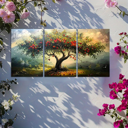 3pcs Apple Tree Paintings Nature Scene Wall Art Set Canvas Framed 50x70cm - High Quality Print 100% Australian Made Wall Canvas Ready to Hang - Bella Home Decor