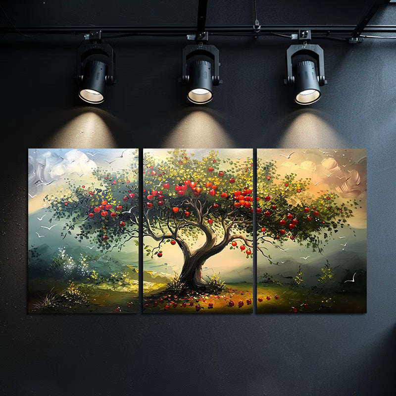 3pcs Apple Tree Paintings Nature Scene Wall Art Set Canvas Framed 60x90cm - High Quality Print 100% Australian Made Wall Canvas Ready to Hang - Bella Home Decor